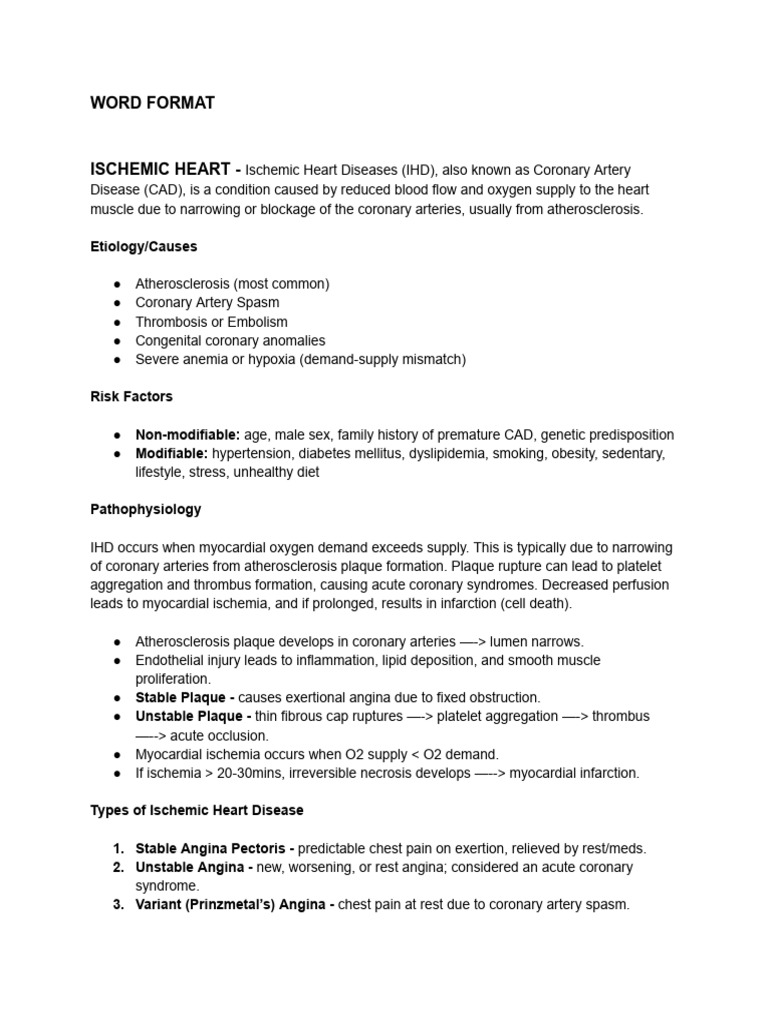 Ischemic Heart Disease Overview and Management | PDF | Myocardial ...