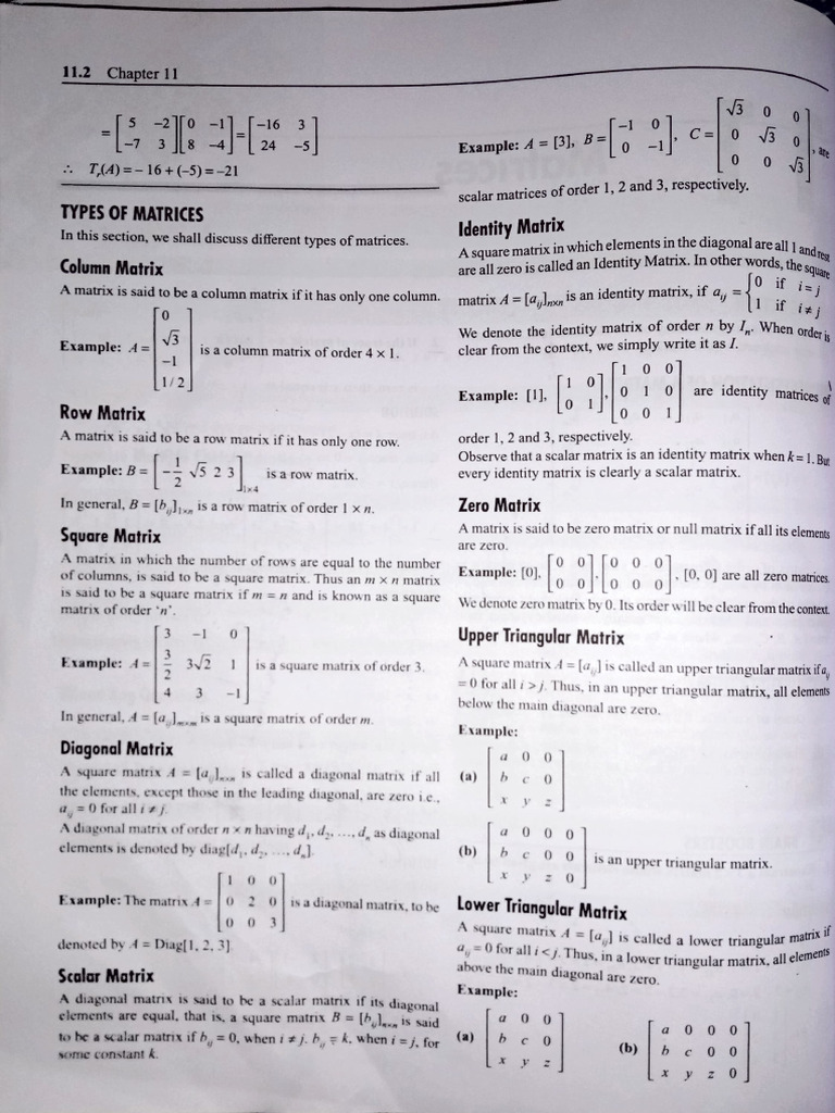 Matrix Important Properties and Formula Notes | PDF | Matrix ...