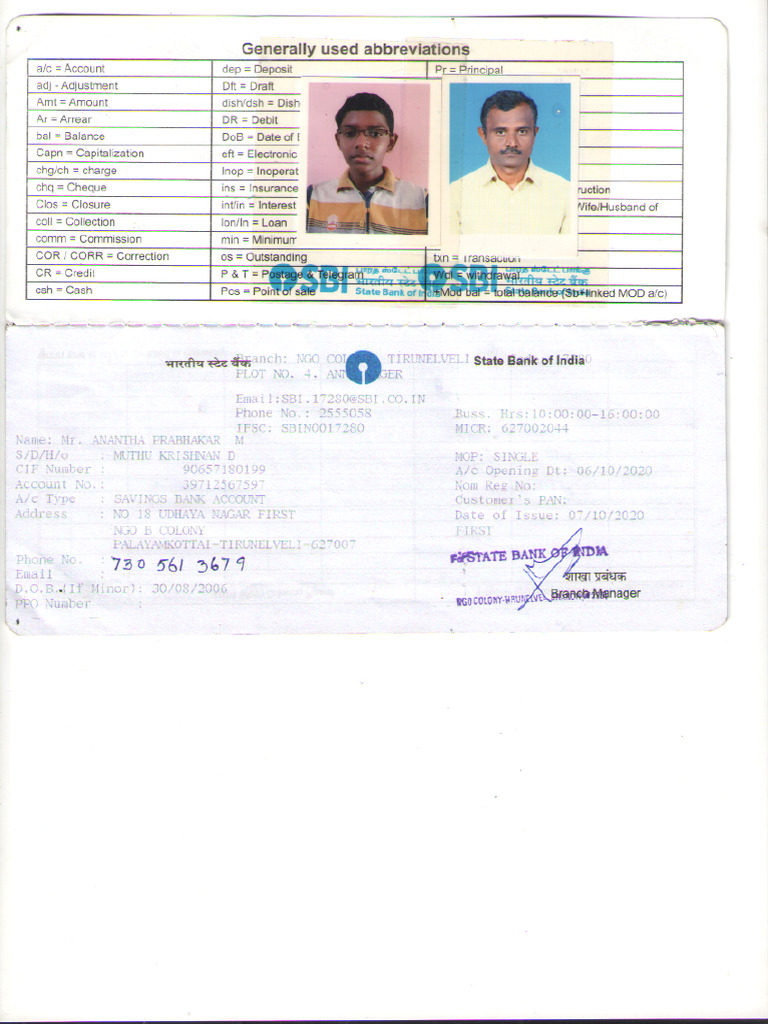 Bank Passbook | PDF