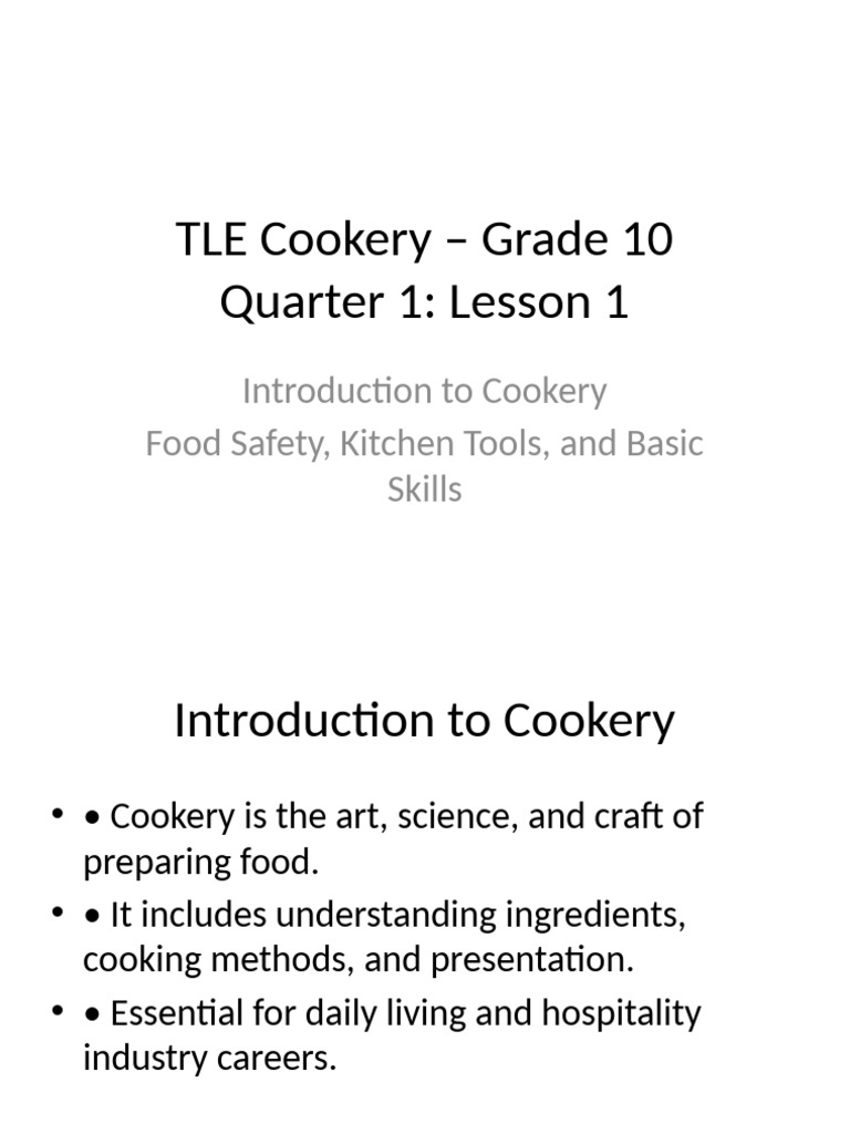 TLE Cookery Grade10 Q1 Lesson1 | PDF