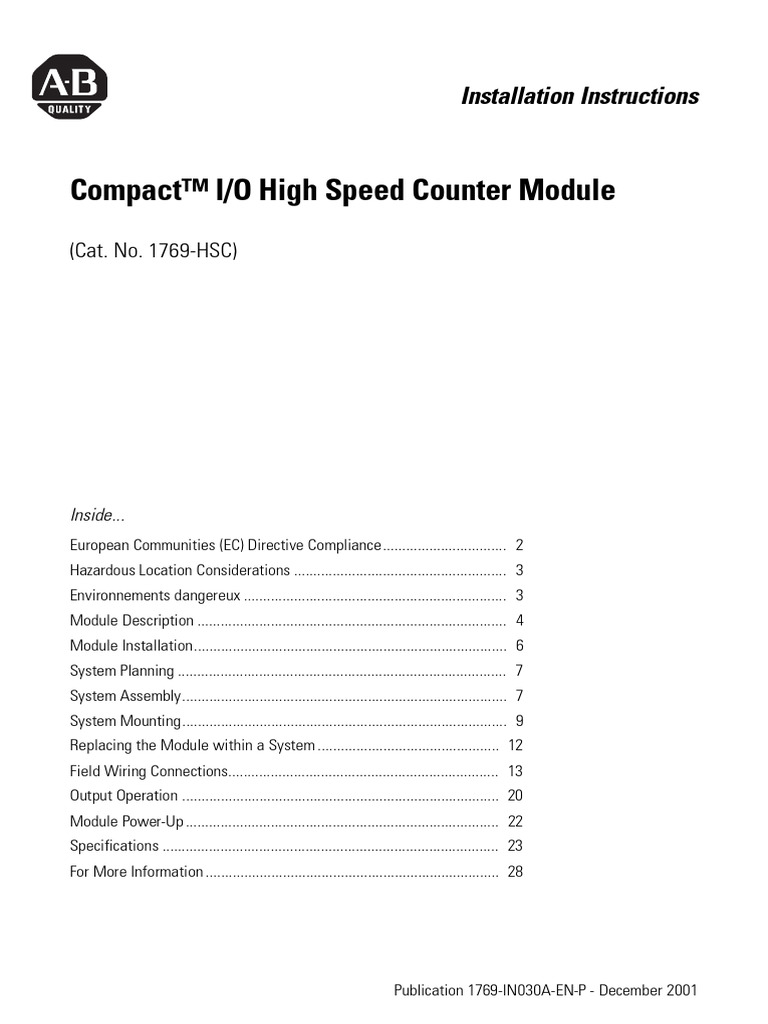 Compact I/O High Speed Counter Module Guide | PDF | Electromagnetic ...