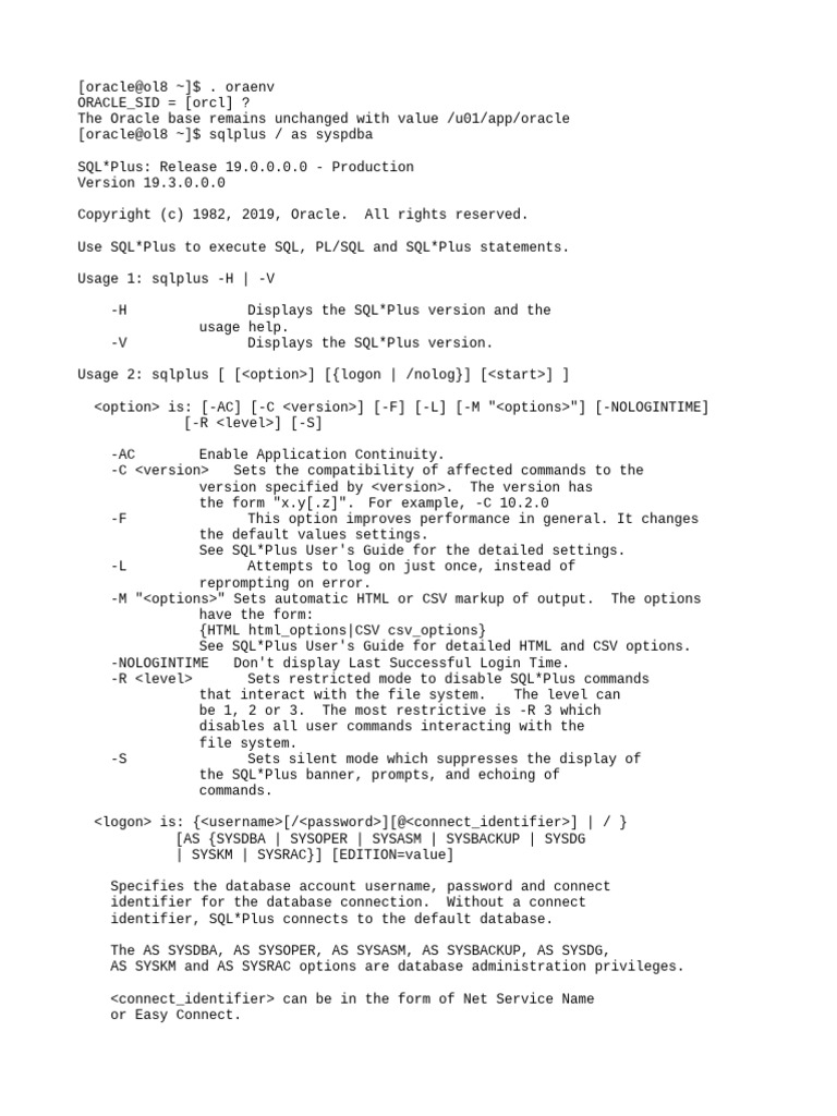 Oracle SQL*Plus Variable Commands | PDF | Port (Computer Networking ...