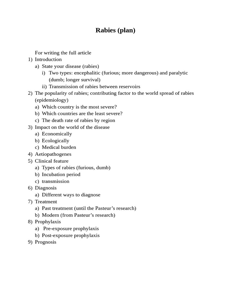 Rabies (Plan) | PDF