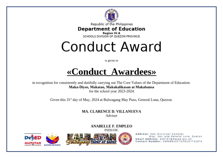Conduct Award Recognition 2024 | PDF