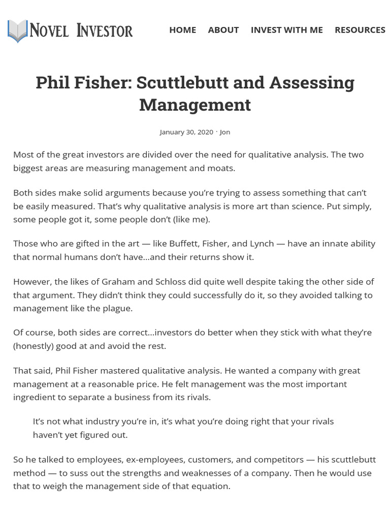 Phil Fisher's Scuttlebutt Method Explained | PDF