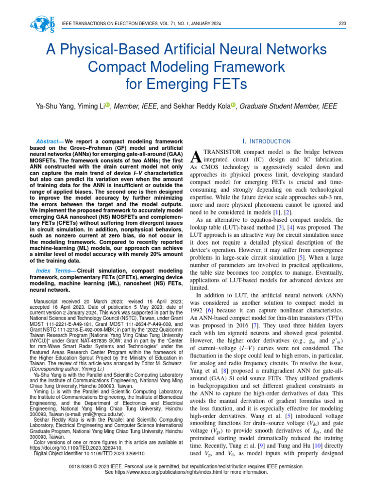Neural Network Model for GAA MOSFETs | PDF | Field Effect Transistor ...