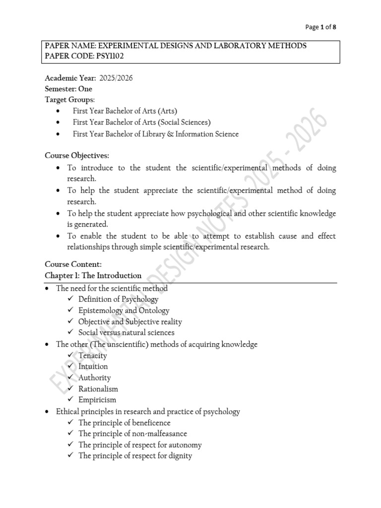 Experimental Designs in Psychology Research | PDF | Science ...