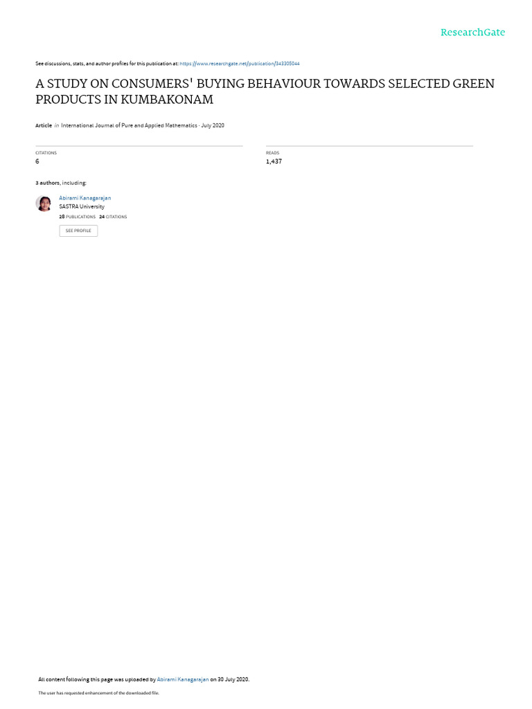Consumer Behavior for Green Products | PDF | Behavior | Marketing