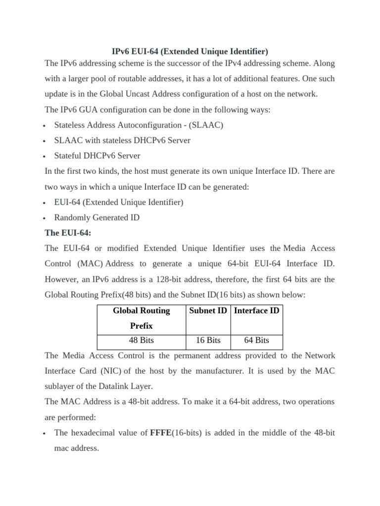 IPv6 EUI Example | PDF