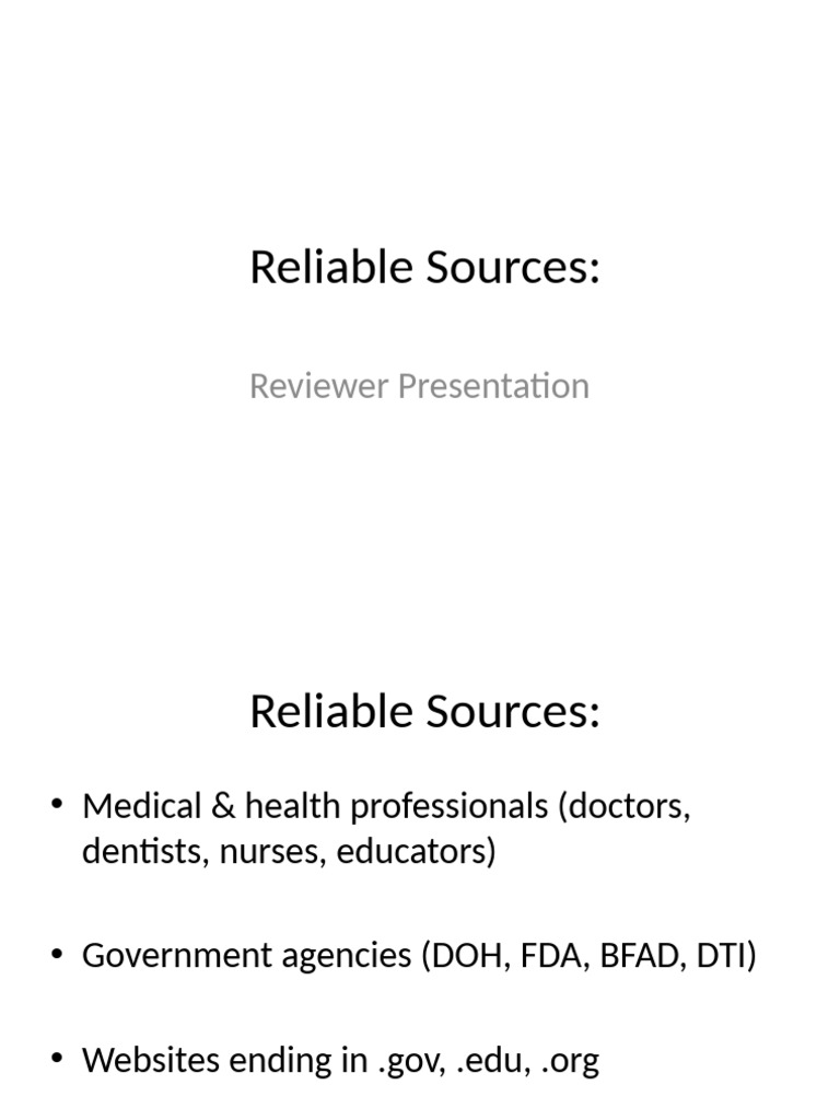 Identifying Reliable Health Sources | PDF