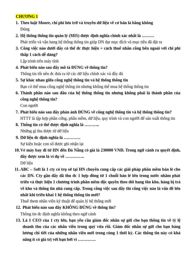 Ôn Tập Hệ Thống KT1 | PDF