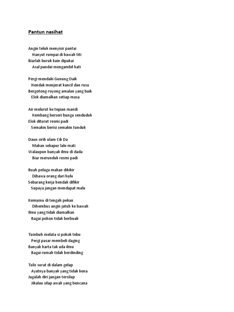 Pantun Nasihat Pdf
