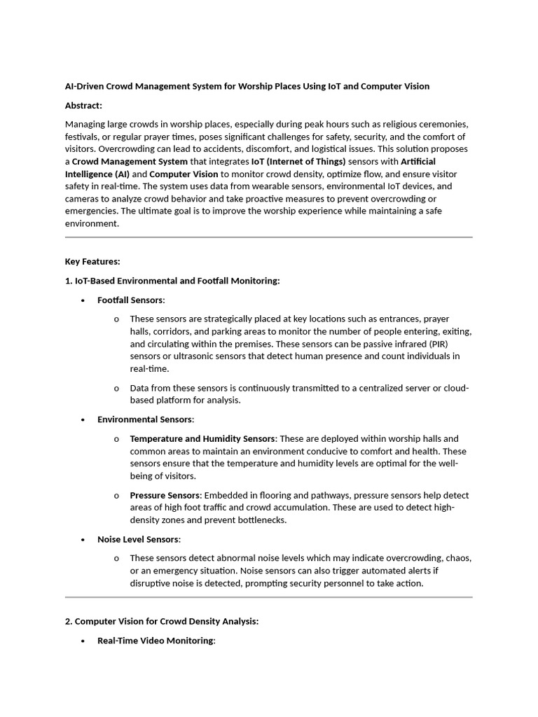 AI Crowd Management for Worship Spaces | PDF | Internet Of Things ...
