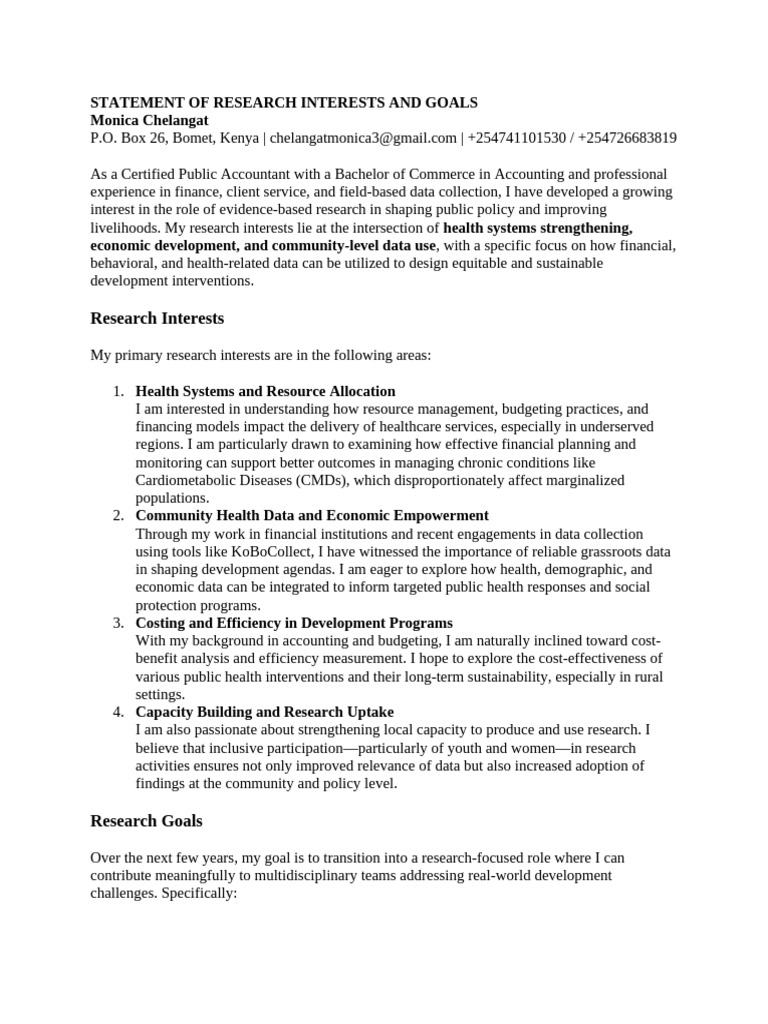 Research Interests in Health & Development | PDF | Public Health ...
