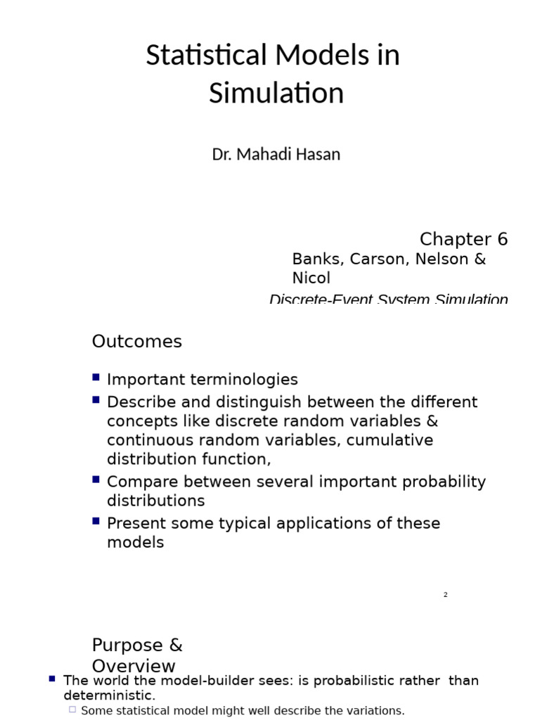 L8 Statistical Models in Simulation | PDF | Probability Distribution ...