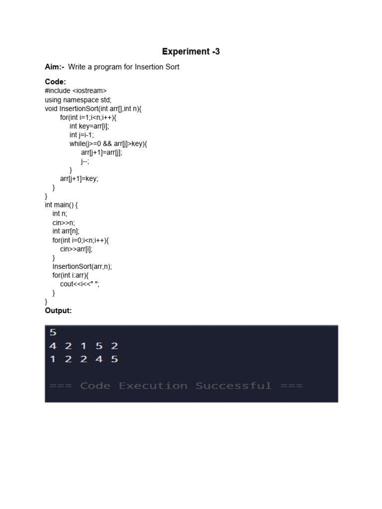 C++ Sorting Algorithms: Insertion, Selection, Merge | PDF