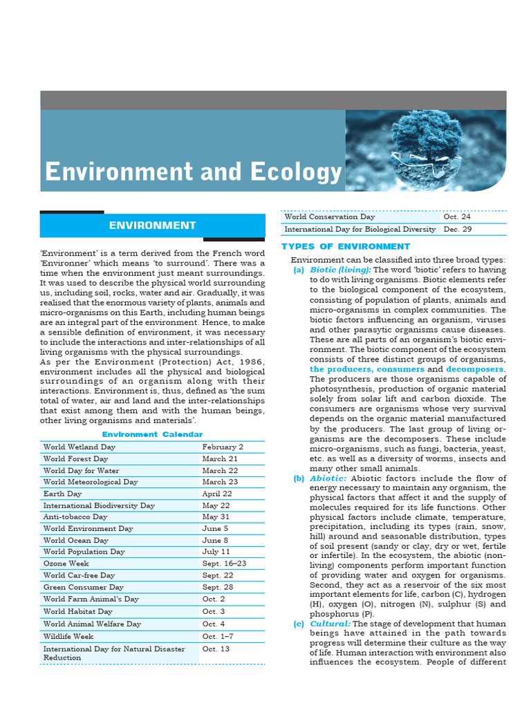 Understanding Environment and Ecology | PDF | Ecosystem | Natural ...