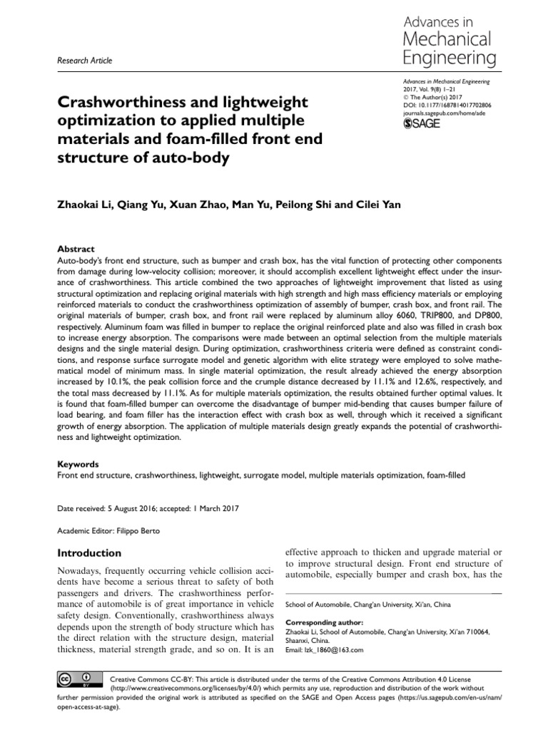 Crashworthiness in Lightweight Auto Design | PDF | Strength Of ...