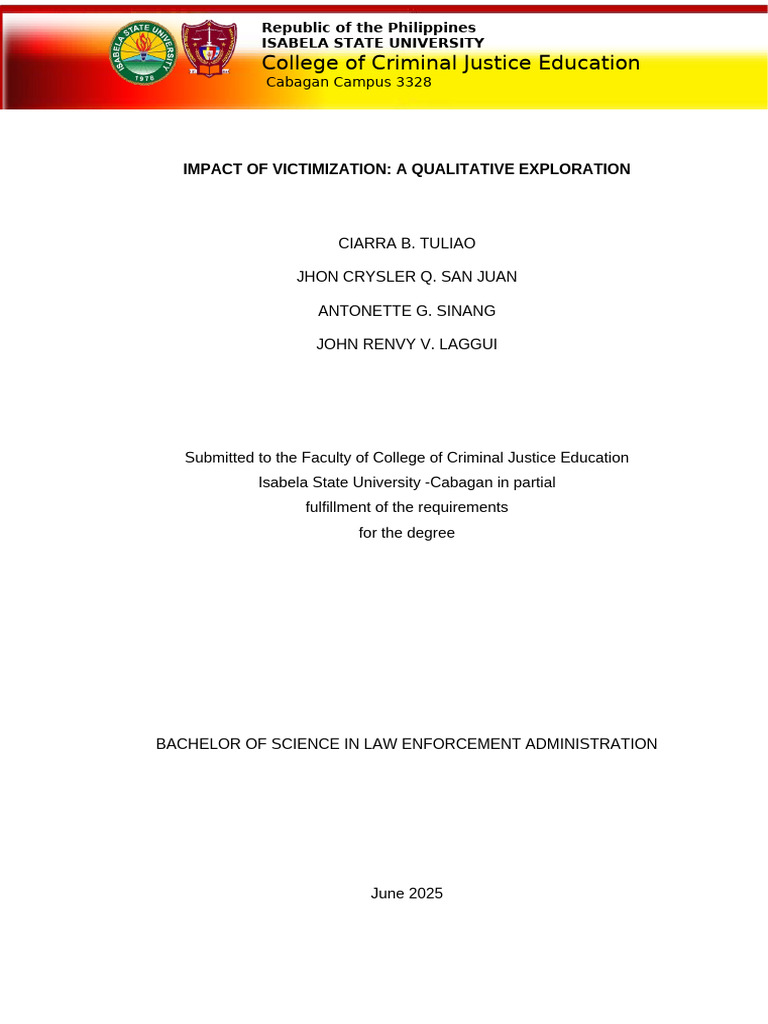 Impact of Victimization Study in Isabela | PDF | Crimes | Crime & Violence