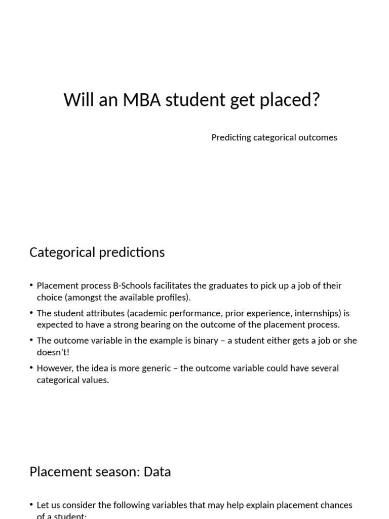 MBA Placement Prediction Model Analysis | PDF | Linear Regression ...