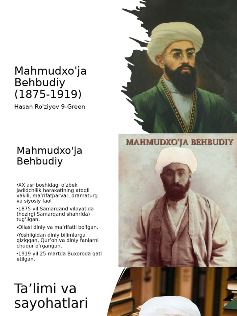 Mahmudxo'ja Behbudiy (1875-1919) : Hasan Ro'ziyev 9-Green | PDF