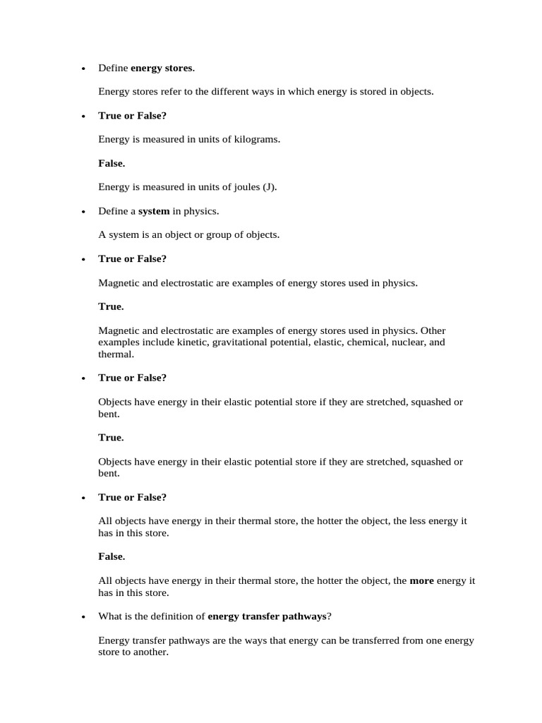 Understanding Energy Stores and Transfers | PDF | Kinetic Energy | Mass