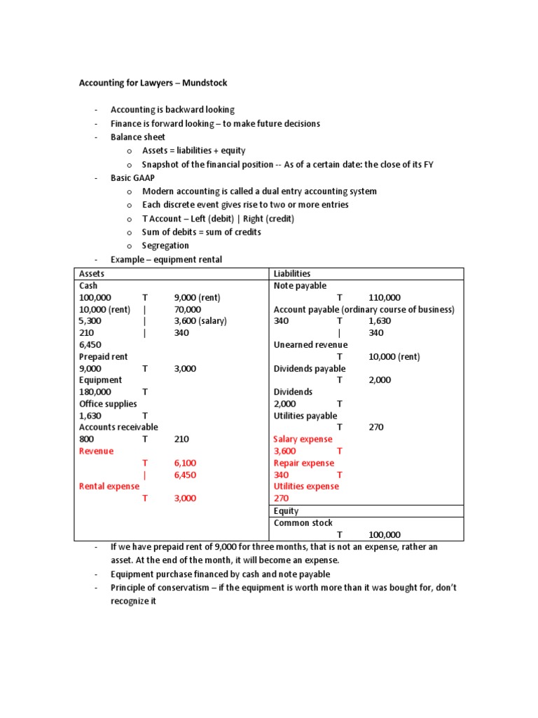 Notes Accounting For Lawyers PDF Expense Debits And Credits