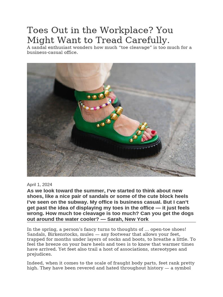 Navigating Toe Cleavage at Work | PDF | Shoe | Footwear