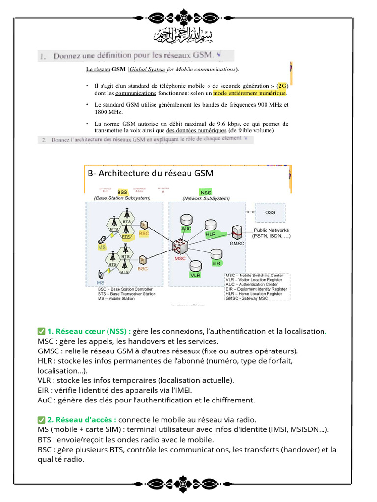 Architecture des Réseaux Mobiles GSM/UMTS | PDF
