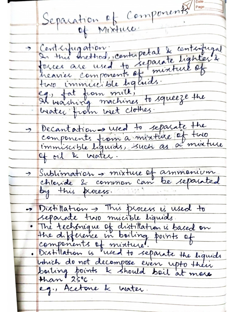 Separation of Components of Mixture | PDF