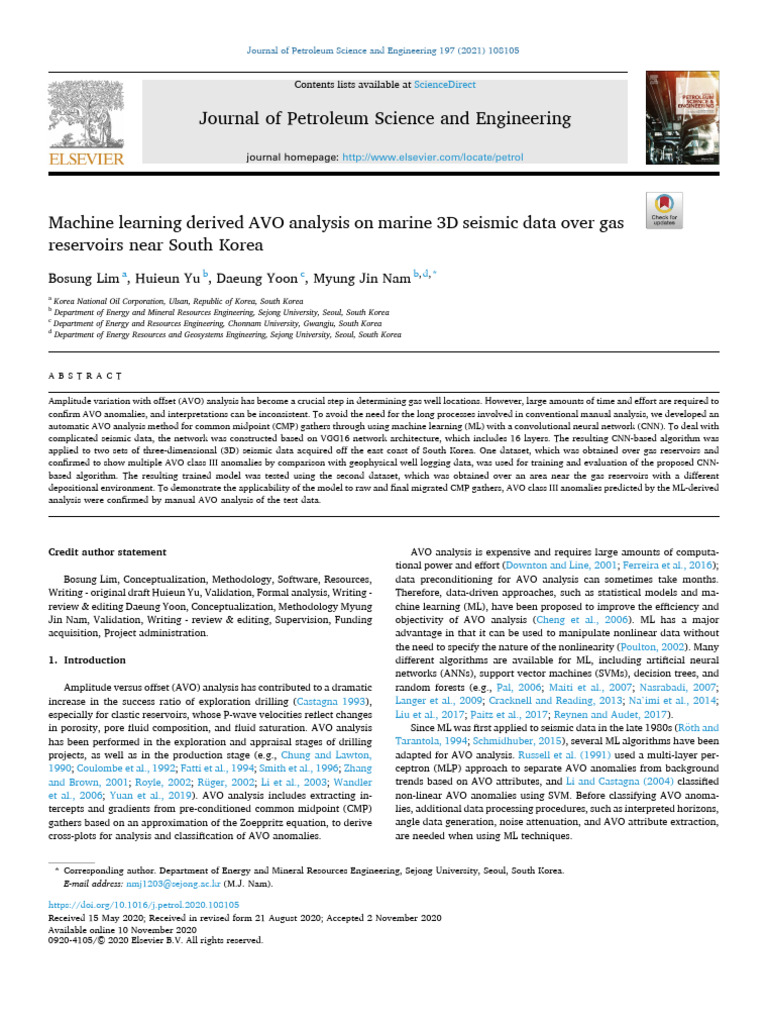 Machine Learning AVO Analysis for Gas Reservoirs | PDF | Reflection ...