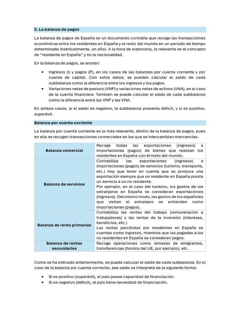 La Balanza de Pagos | PDF | Balance de pagos | Industrias de servicio