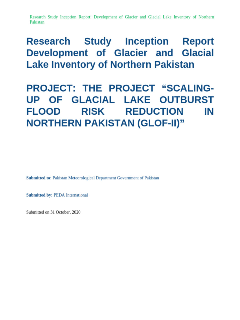 Draft Inception Report - Development of Glacier and Glacial Lake ...