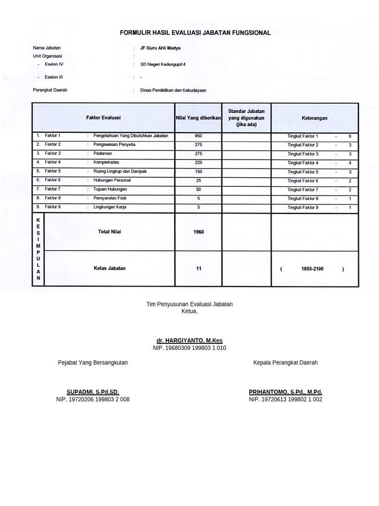 Form Hasil Evaluasi | PDF
