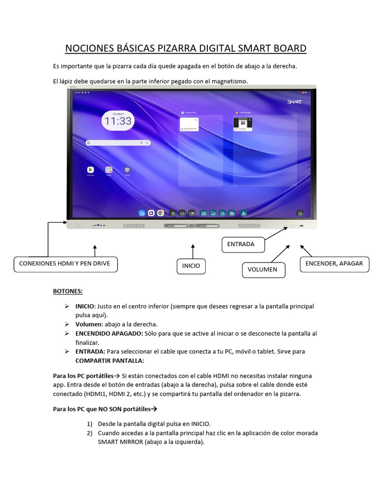 Guía Básica para Pizarra Digital SMART | PDF | Informática