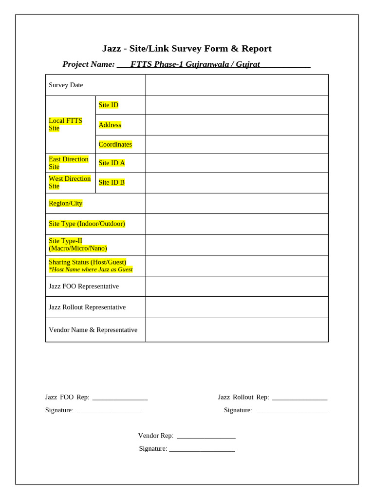 Survey Form For FTTS Project | PDF