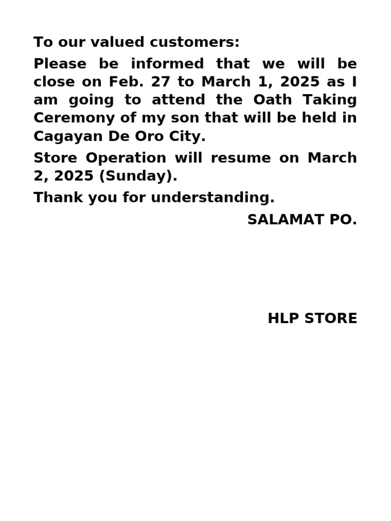 Store Notice | PDF