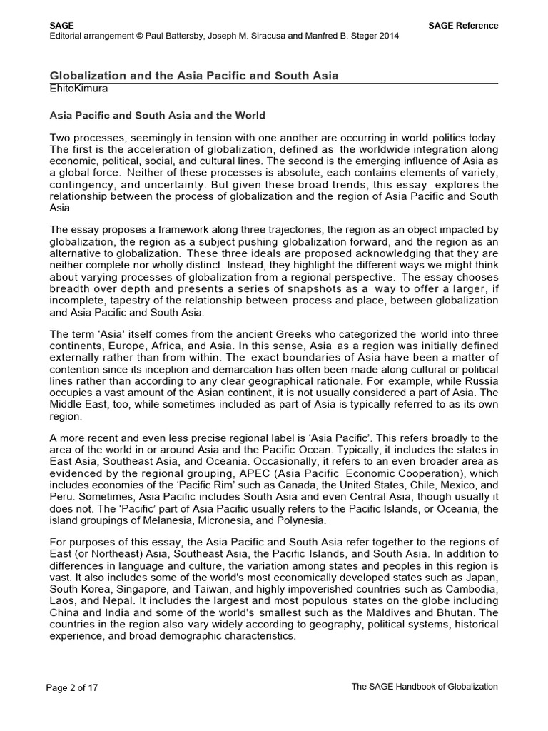 Kimura - Globalization and The Asia Pacific and South Asia | PDF