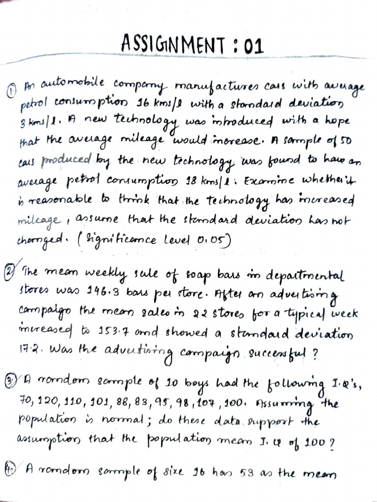 Statistics Important Practise Questions | PDF | Probability And Statistics