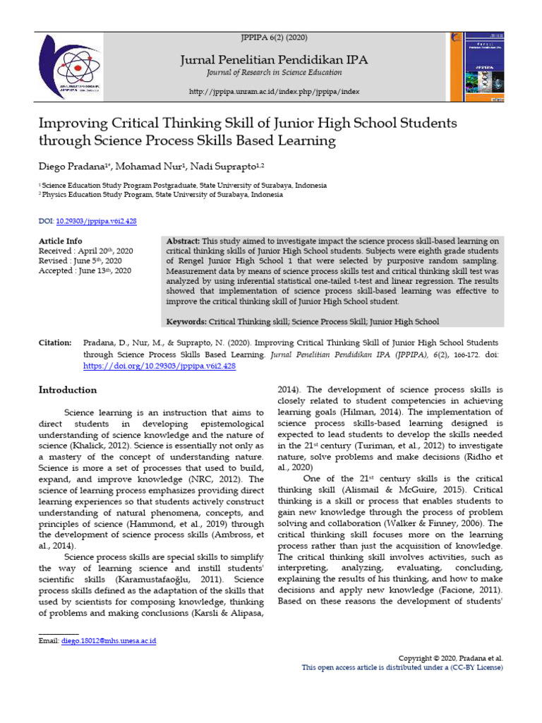 Enhance Junior High Critical Thinking Skills | PDF | Critical Thinking ...
