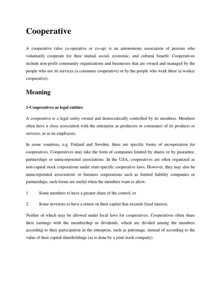 COOPERATIVE DEFINITION MEANING intelligence overview