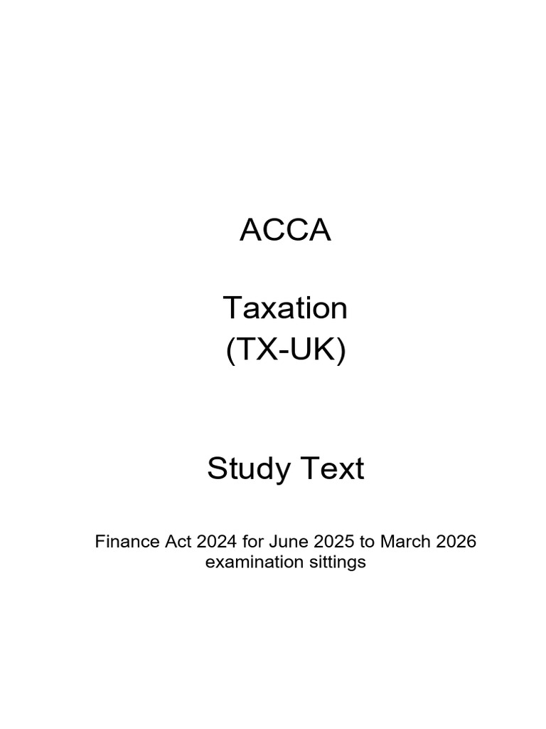 Look Inside Study Text Acca Taxation | PDF | Taxes | Taxation In The United  States