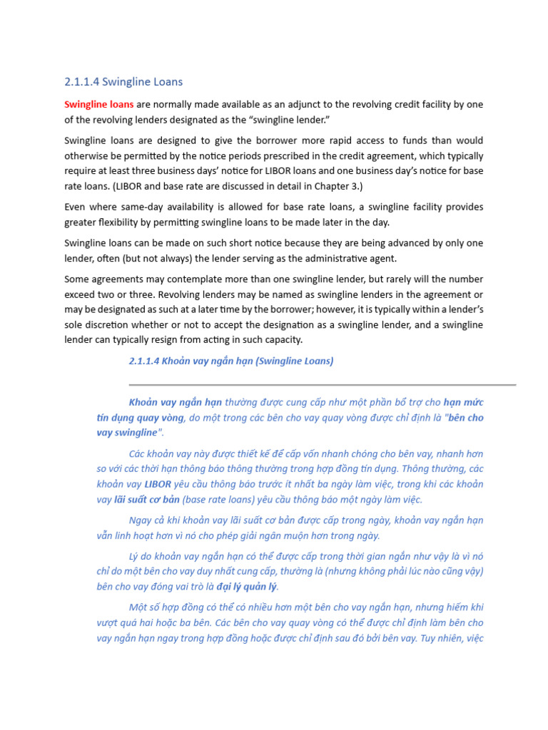 LSTA - Swing Loan | PDF