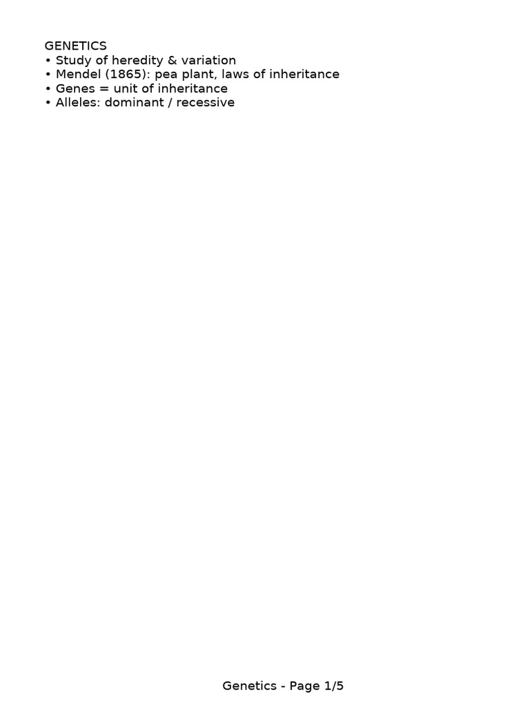 Genetics Study Notes Overview | PDF
