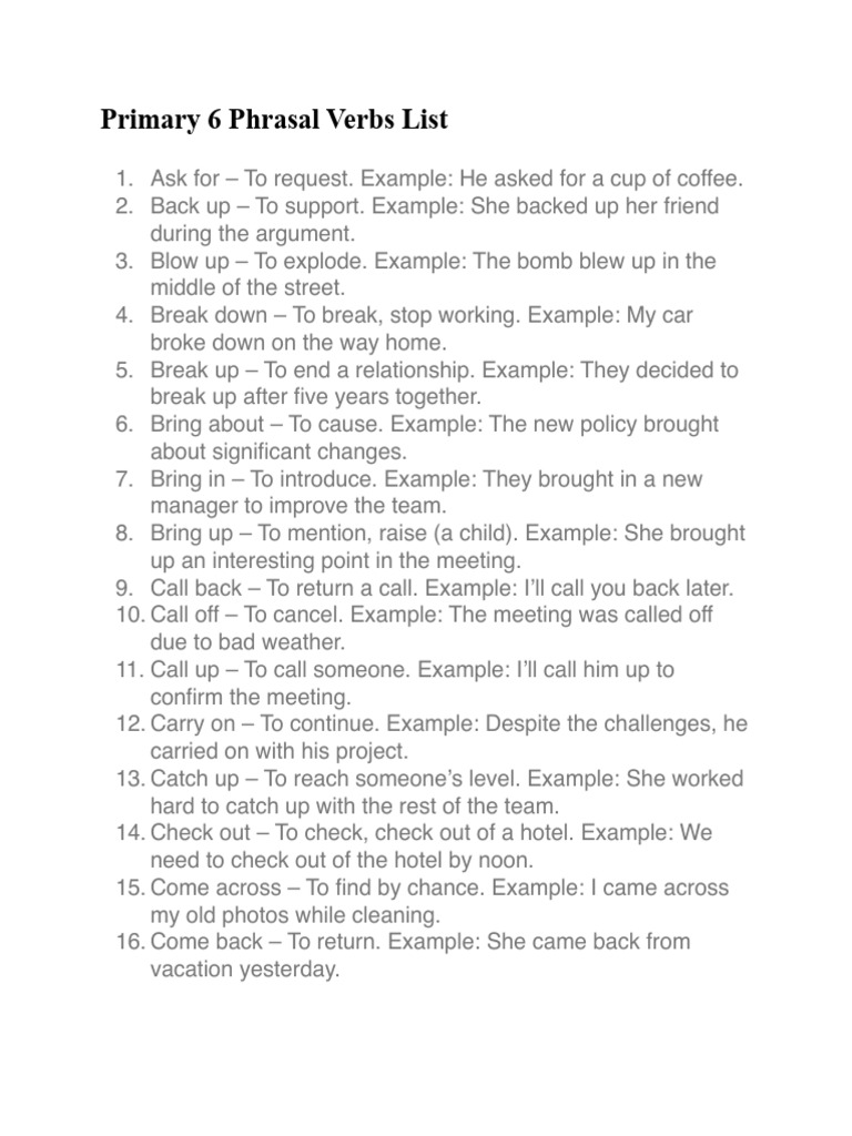 P6 Phrasal Verbs | PDF