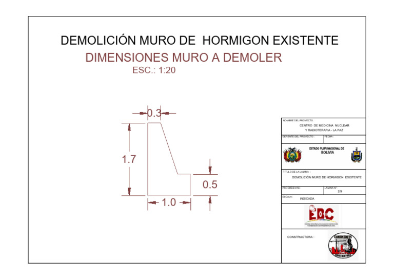 Demolición Muro de Hormigon Existente: Dimensiones Muro A Demoler | PDF