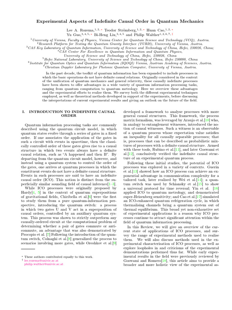 Experimental Aspects of Indefinite Causal Order in Quantum Mechanics ...
