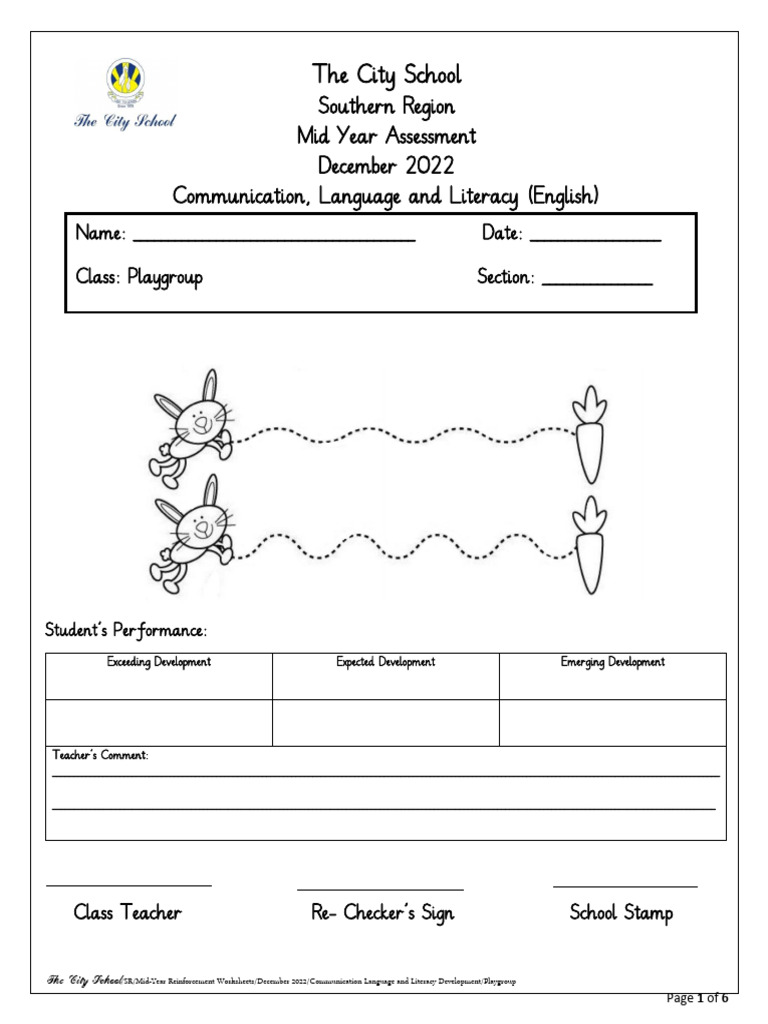 Playgroup Literacy Assessment Worksheets | PDF | Human Communication ...