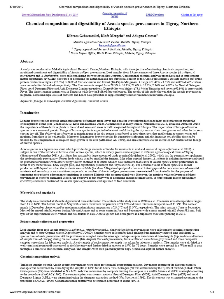 1.05 Kibrom Et Al 2019 LRRD | PDF | Legume | Soil