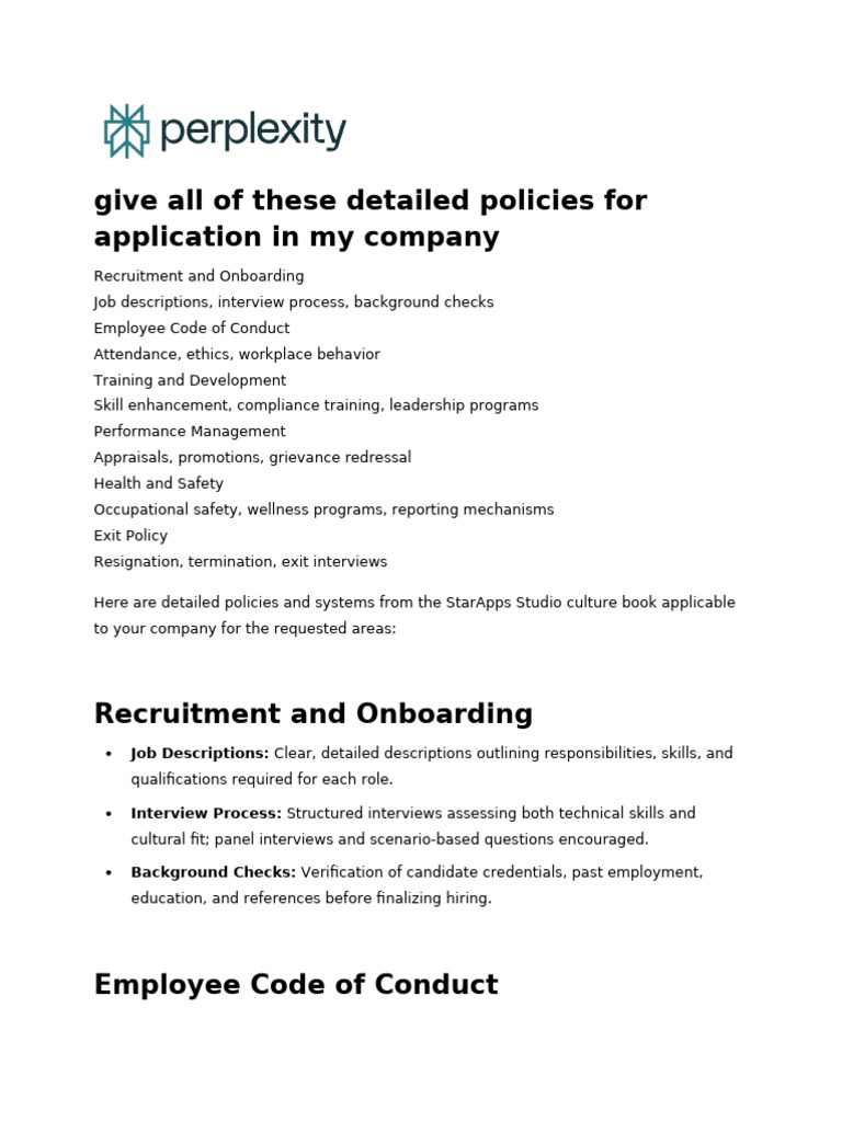 Give All of These Detailed Policies For Applicatio | PDF | Occupational ...